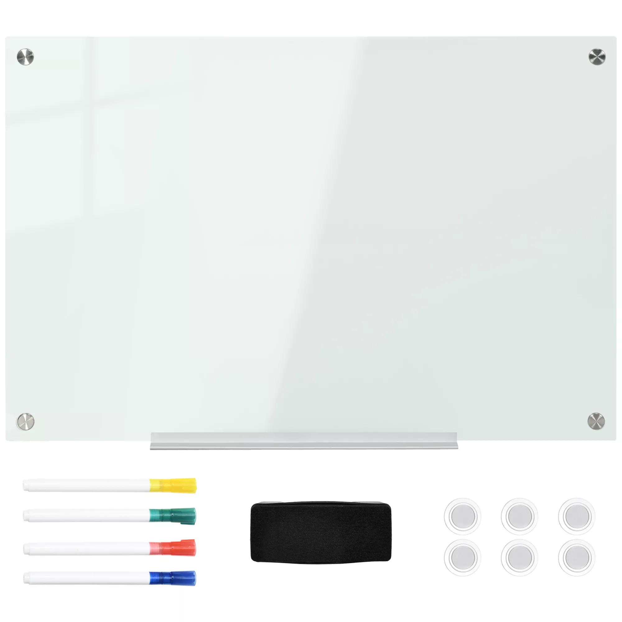 Magnetisk Whiteboard Glas tavla, Vit, 90x60cm